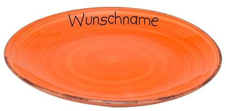 Doriantrade Speiseteller Teller flach 27cm Keramik Bunt Orange personalisierbar mit Wunschname Name Namen personalisiert