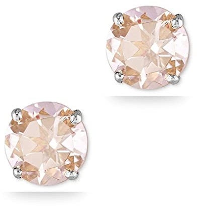 Ohrringe Silber 925 Ohrstecker Damen Herren Rund 5mm Morganit Ohrschmuck für Frauen Mädchen Weihnachtsgeschenke Geburtstagsgeschenk