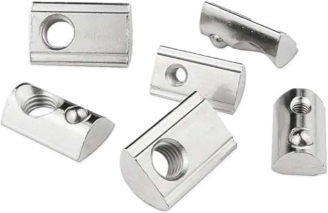 100x M5 Nutenstein für 6mm Nut 6 mit Zentrierung und Federkugel für 3D Drucker und CNC 20x20 Hammermutter 2020