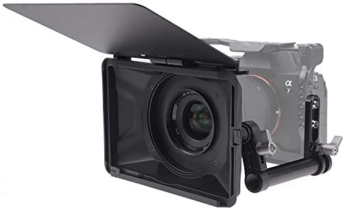 Hersmay Mini Matte Box Lightweight mit 15 mm Rod Clamp Clip-on Lens Mattebox mit 67 mm/72 mm/77 mm/82 mm Adapterring für DSLR Rig A7IV A7SIII A9 A6000 GH5 GH6 Z6 Z7 II R5 R5C M6 M50 Kamera