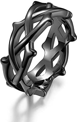 Hoisy Vintage Schmuck Herren, Schwarzer Herren Schmuck Geflecht Aus Dornenranken Schwarz Größe 62 Men Fashion Schmuck Ehering