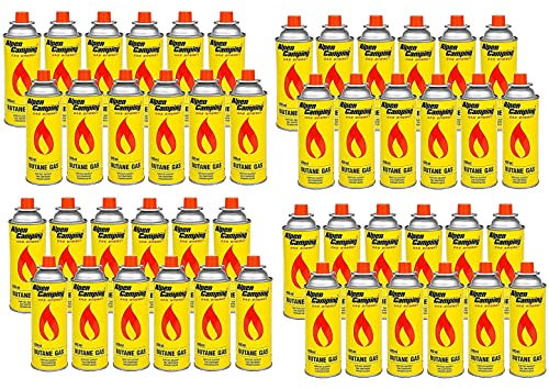 Alpen Camping Butan 48x400ml Gaskartuschen Gasflasche für Gaskocher Campingkocher Bunsenbrenner Lötbrenner 400ml EN417 (48 Stück)