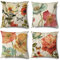 OCEUMACO Leinen Kissenbezug 50x50 Vintage Blumen Kissenhülle 4er Set Quadratisch Sofakissen Dekokissen Bezug für Couch Landhausstil Kissen Kissenbezüge Outdoor Deko Couchkissen Zierkissen - Rot