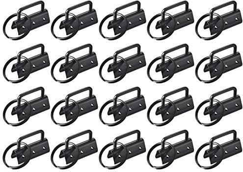 sourcing map 72 Stück 32 mm Schlüsselanhänger Hardware mit Schlüsselanhänger Ring für Taschen, Gurtband, Handgelenk, Schlüsselbänder, Schwarz, zum Selber Machen
