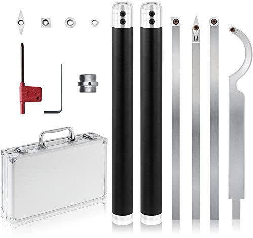 Drechseleisen Drehmeißel Set Hartmetall Diamant Form/Runde/Vierkant Schneider Mit Griff Drehmaschinen Drechselwerkzeug-Satz Für Holz 2 Aluminiumgriff Für Gravuren Bastelliebhaber