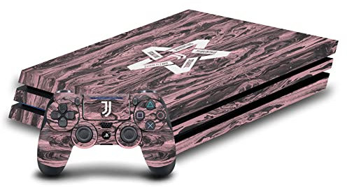 Head Case Designs Offizielle Juventus Football Club Marmor Logo Schwarz & Pink Kunst Vinyl Haut Gaming Aufkleber Abziehbild kompatibel mit Sony PlayStation 4 PS4 Pro Console and DualShock 4 Controller