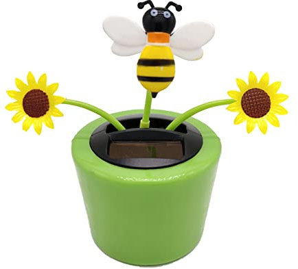 Pomurom Wackelfigur Blume, Solar Tanzende Blume Solarblume Wackelblume Solar Wackelfigur Blume/Sonnenblume/Sonne/Herz/Biene/Insekt Spielzeug für Auto Armaturenbrett Haus Büro Schreibtisch Dekoration