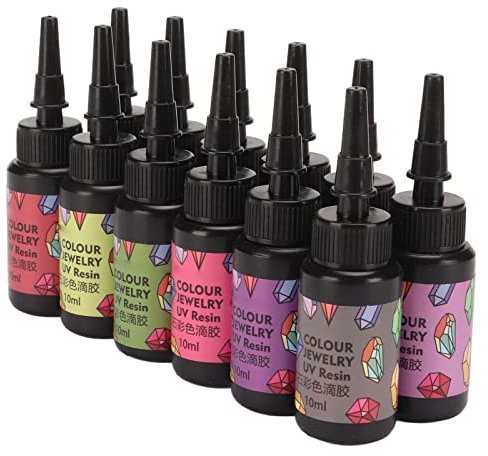 Resin for DIY Jewelry Making 12Pcs UV Resin Assorted Colors Ultraviolet Curing Resin UV Resin for DIY Jewelry Making Casting Coating