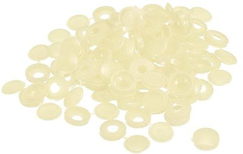 sourcing map 200 Stück 5 mm Scharnierschrauben Abdeckkappen Kunststoff Faltschraube Snap Abdeckungen Unterlegscheibe Flip Schraube Schutz Abdeckung für M3 M4 M5 Schrauben, Beige