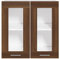 homiuse Hängeschrank Glas Braun Eichen-Optik 60x31x60 cm Holz Küchenschrank Hängeschrank Küche Vorratsschrank Schrank Klein Apothekerschrank Küchenschränke Haushaltsschrank Kitchen Cabinet Regales