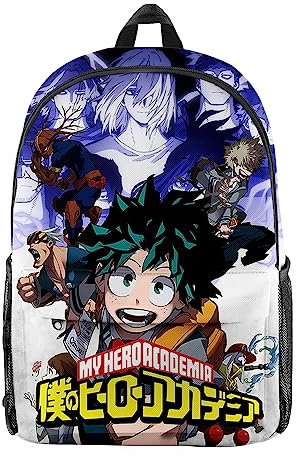 My Hero Academia Rucksack für Jungen Mädchen Midoriya Izuku Bakugo Katsuki Cartoon MHA Anime Schultasche Studenten Große Kapazität Reiserucksack, Typ 8, 47*31*18cm
