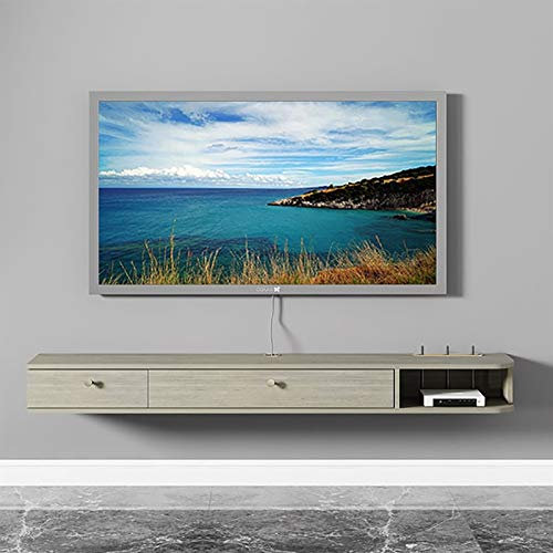 SORVA TV-Schrank, TV-Lowboard, schwebende Regale, TV-Schrank, schwebendes TV-Ständer-Komponentenregal, 140/160 cm, wandmontiertes Audio/Video, dunkelgrüne Holzmaserung. (Farbe: B, Größe: 140 cm)