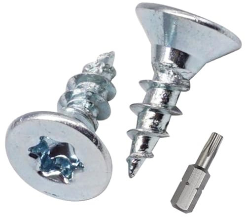 SKIR'CO (300 piezas) Tornillos para madera de acero galvanizado 4,0 x 12 mm, cabeza Torx, cabeza avellanada, tornillos para aglomerado, totalmente roscados
