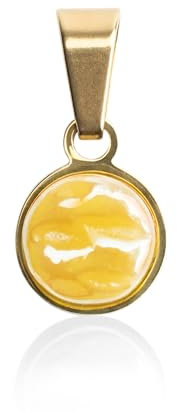 Gold Kettenanhänger mit Stein in dunkelgelb • Charm zum Wechseln • passend für eine Vielzahl von Ketten • Edelstahl & recyceltes Glas • MIX AND MATCH
