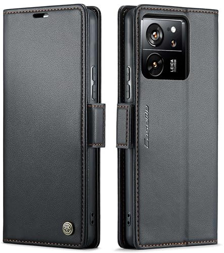 XTCASE Coque pour Xiaomi 13T / 13T Pro 5G Étui en Cuir Housse à Rabat Portefeuille Pochette Fermeture Magnétique Clapet Case Porte Carte Flip Cover Support Fonction - Noir