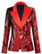 CARFFIV Veste à paillettes à double boutonnage pour femme - Pour fête, vacances, banquet, Rouge/noir, L