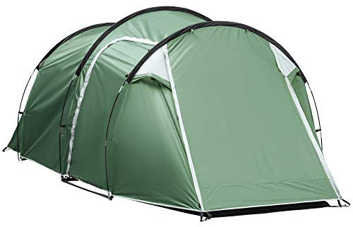 Outsunny 2-3 Person Tunnel Tent with Sewn-in Groundsheet, Air Vents, Rainfly, 2000mm Water Column, Camping Tent with 1 Bedroom, Inbuilt Porch, Living Area for Camping, Hiking, Green