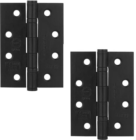 Decoranddecor Door Hinges Internal - Fire Rated - 4inc / 102mm - Ball Bearing - Steel - Matt Black - 1 Pair