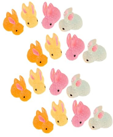 ibasenice 20 Piezas Conejo Que Brilla en la Oscuridad decoración Escritorio Conejos Pascua pequeña Figura de Conejo favores de Fiesta de Conejito Manualidades de Autos Decoraciones de Conejo