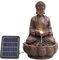 Warmiehomy Solar Powered Garden Water Feature - Buddha Fountain with Lights - Decorative Solar Pond Waterfall Feature Ornaments, Brown