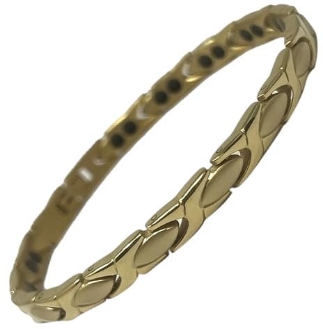 MnB Magnetics Pure Titanium Hugs & Kisses Magnetic Bracelet in Gold, Silver & Rose Gold Colourways with Extra Strong Magnets (Gold)