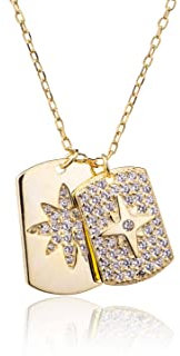 Sakrami Collana da Donna in Argento 925 con Pendente raffigurante Rosa dei Venti e Zirconi Personalizzabile (ORO GIALLO)