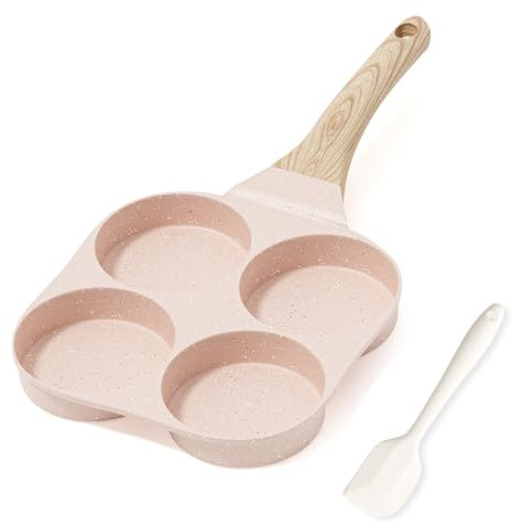 RIOVARM Antiadherente Sartén Tortilla Inducción Sartén para Huevos Granito Sartén Pequeña sin PFOA Redonda 4 agujeros Sartén escalfadora de huevos para el desayuno Sartén para tortitas