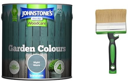 Johnstone's - Garden Colours - Night Shore - Exterior Wood Paint - Fade Resistant & Fit For The Job 4 inch Large Capacity Shed And Fence Block Brush for Rapid Painting of Sheds & Fence
