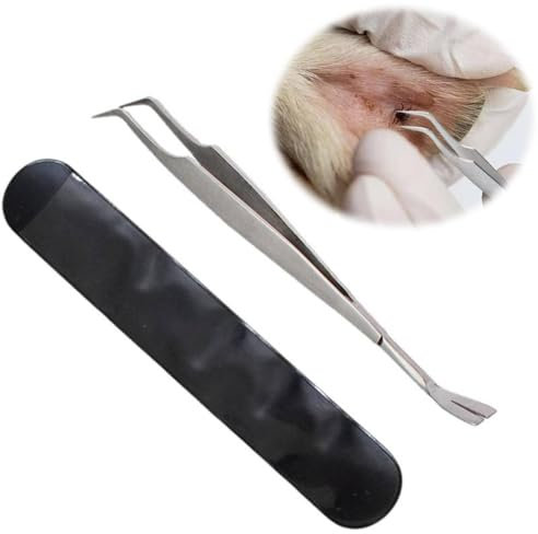 2 in1 Tick Remover, Tick Removal Tool, Stainless Steel Tick Remover, Professional Tick Tweezers for Dogs/Cats/Horses/Humans, Tick Hook Kit Included Removal Tweezers Tick Shovel
