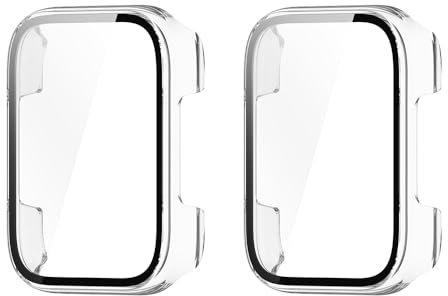 WIIKAI Paquet de 2 Coque Bumper Compatible avec SKG Smartwatch V9 Pro avec SKG Smartwatch V9 Coque avec Protection en Verre trempé Boîtiers Étui de Protection Watch Case.(Transparent)