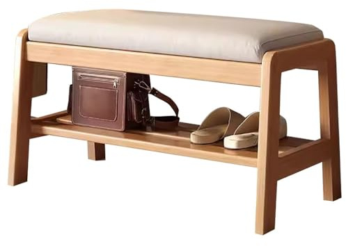BEARQUN Schuhbank, Bambus Schuhregal, Schuhschrank mit Sitzkissen, Sitzbank mit Stauraum, bis 100 kg belastbar, Platzsparend, für Flur, Schlafzimmer, Wohnzimmer : 55/80/100CMx34CMx42CM