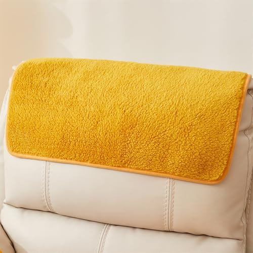 NOPEXTO Anti-Slip Armchair Storage Bag, Headrest Covers for Chair Head Covers Furniture Winter Warm Sofa Headrest Leather Protector (Headrest,Yellow)