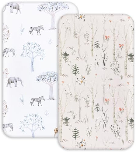 Juego de 2 fundas para cambiador, ultrasuaves, transpirables, para cambiar pañales de muselina para bebés y niñas, 6.3 x 5.5 pulgadas (árbol)