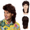 UILYNIU Longue Brun Mulet Perruque Homme des Années 80 Perruque Rock Cheveux, Popstar Perruque Rocker Perruque Disco 70s 80s Déguisement Homme Perruque pour Carnaval Halloween Thème Cosplay (Brun)