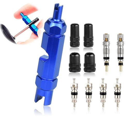 Presta Valve Cores Remover Tool, 11PCS Tyre Valve Removal Tool, Replacement Bicycle Presta Valve Remover Tool Kit, Presta Bike Valve Adapter Valve Wrench for Bicycles Mountain Bikes