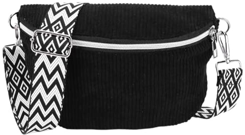 WMFASBAG Sac à bandoulière pour homme et femme avec large sangle réglable, sac de poitrine en velours côtelé solide avec fermeture éclair, sac banane pour, entraînement