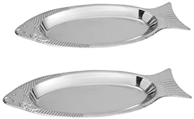 PRETYZOOM Platos De Acero Inoxidable Diseño De Creativos Para Restaurante 2 Unidades Para Cocina