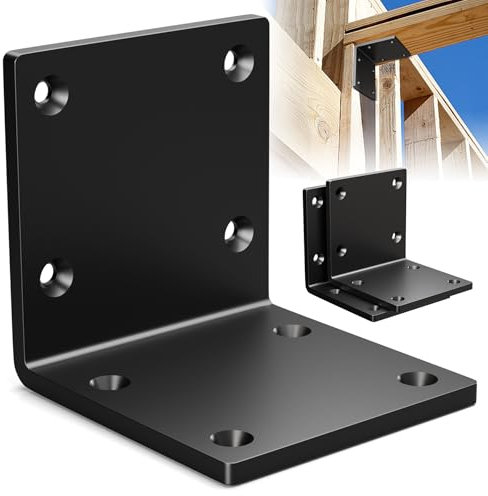 Wuno Shop 2 Pcs 6x6x5 Heavy Duty Steel Corner Brackets, 90 Degree Countertop Fireplace Mantel Bracket, L Shelf Bracket, 6x6 Post to Beam Connector, Thickness 7/32(5.7mm), Max Load 300lbs