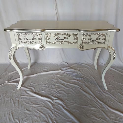 Kunibert Barock Louis Seize Renaissance Rokoko Sekretär Farbe:weiß mit Silber Schreibtisch Schminktisch Länge122xHöhe79xBreite51cm Nr.6