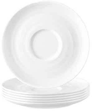Seltmann Weiden Terra Kombi-Untertassen 6er Set, 16 cm, Runde Unterteller mit spiralförmigem Relief, Spülmaschinen- und mikrowellenfest, Porzellan, Weiß