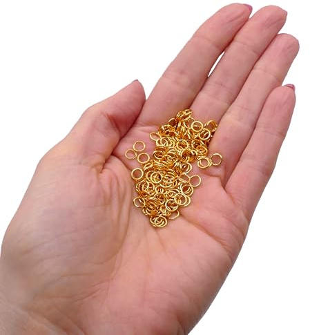 Gold Plated Jump Rings 7mm 400pcs (0.7mm) - Open Jump Rings for Jewellery Making and Earrings - Easy Open Metal Rings for Craft, Chainmail, Ring Connectors for Clasps, Pendants, Charms and Findings