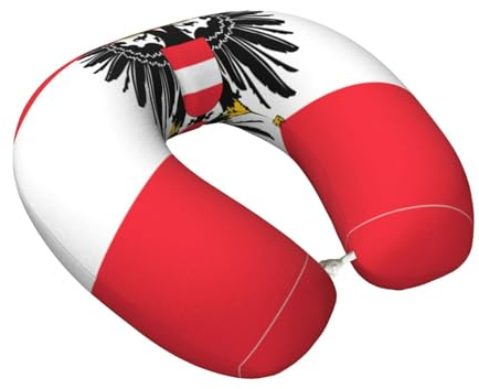 Oudrspo Österreichische Flagge U-förmiges Memory Foam-Kissen für den Nacken, gemütliches Nackenkissen für Erwachsene, für Flugzeug, Auto, Reisen