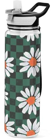 OWFKAY Bouteille d'eau de 950 ml avec paille en Tritan, sans BPA, bouteille d'eau de sport avec poignée de transport, imperméable, idéale pour les voyages, l'école