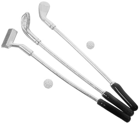 1 Set Mini-Golfschläger Puppenhaus Landschaft Requisiten Miniatur-Golfschläger Miniatur Golfball Mini Golf Putter Puppenhaus Zubehör Puppenhaus Dekorationen Puppenhaus Legierung