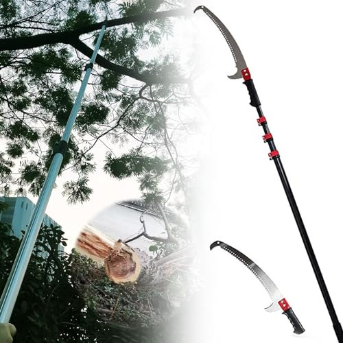 Teleskop-Hochentaster, Astsägen, professioneller manueller Astschere mit gebogenem Haken, Gartenschere mit großer Reichweite für Forstwirtschaft, Rasen, Schneiden von Ästen im Garten (7,2 m/