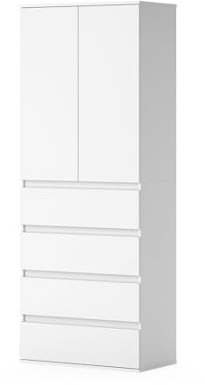 Vicco Kleiderschrank Claus, Weiß, 74 x 191.5 cm mit 4 Schubladen