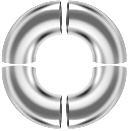 4 Stück Edelstahl Bogen 90 Grad Rohrbogen 63mm OD Rohr Auspuff Bogen für Automodifiziertes Auspuffkrümmerrohr, Treppenhandlauf, Auspuffsystem