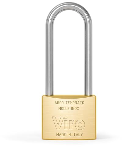 Viro - Lucchetto Rettangolare Antiscasso, Base 70mm | Arco 90mm in Acciaio Cementato, Resistente