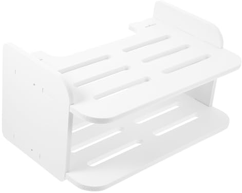 Healifty Wall Mounted Storage Rack for Router Dvd Player Compact White No-drilling Wall Shelf for Living