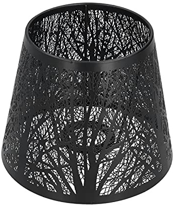 Petit Abat-Jour en Métal, 5,1 en Haut x 7,5 en Bas x 5,9 de Hauteur, Abat-Jour en Fer Gravé en Forêt avec Motif d'Arbre pour Lampadaire de Table à Ampoule E27 E26 (Noire)